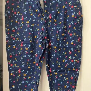 Floral Print Navy Capri Pants